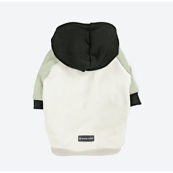 Spark Paws Olive Cream Dog Hoodie Size Small Cream Black Green Fleece Lined - Picture 3 of 10